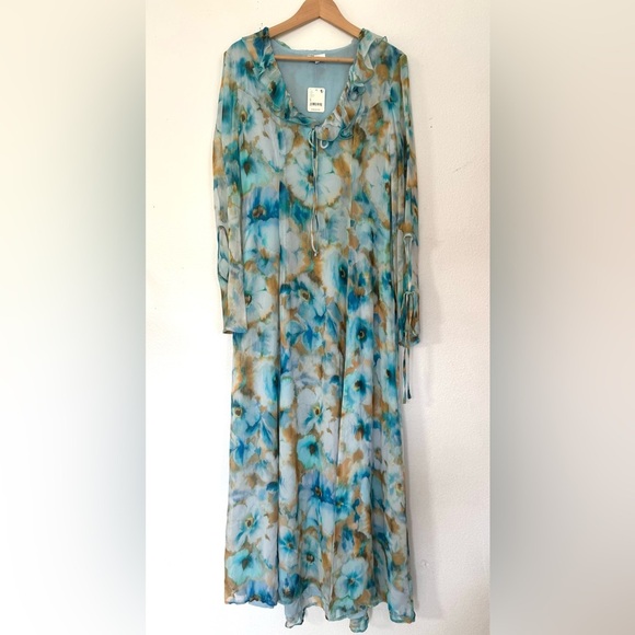 NWT Rays for Days Free People Wisteria Watercolor Midi Dress Blue Size S Small - Picture 4 of 15